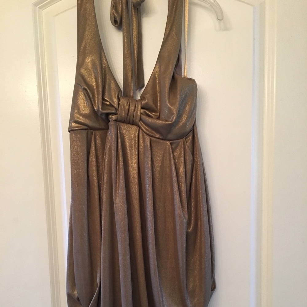 Gold halter top dress